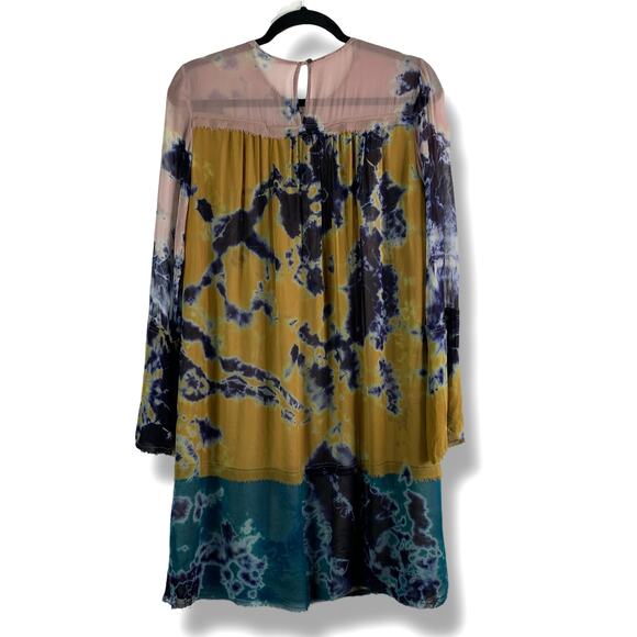 Raquel Allegra Tie Dye Silk Mini Dress Size 2 Babydoll Tent - Picture 6 of 10